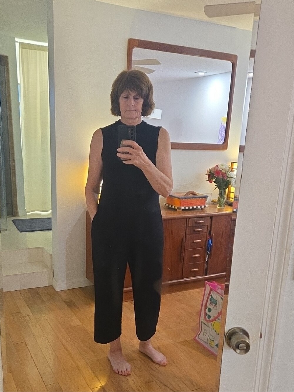 Eileen Fisher Black Cropped Sleeveless Jumpsuit